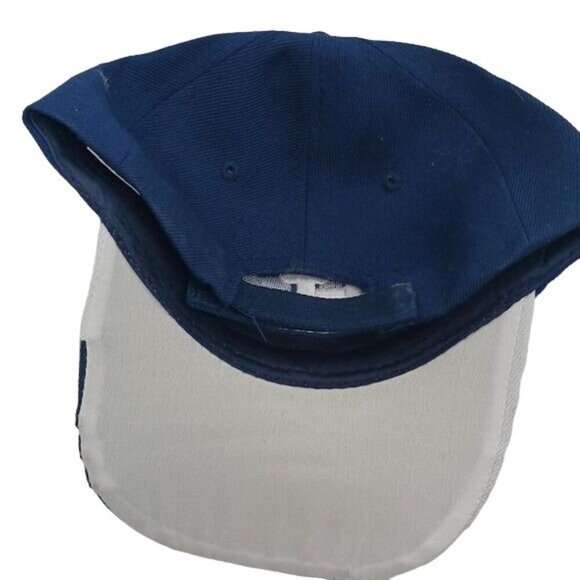 Blue White Baseball Cap FL Logo Flat Bill Snapback Adjustable Hat Unisex - Picture 6 of 7